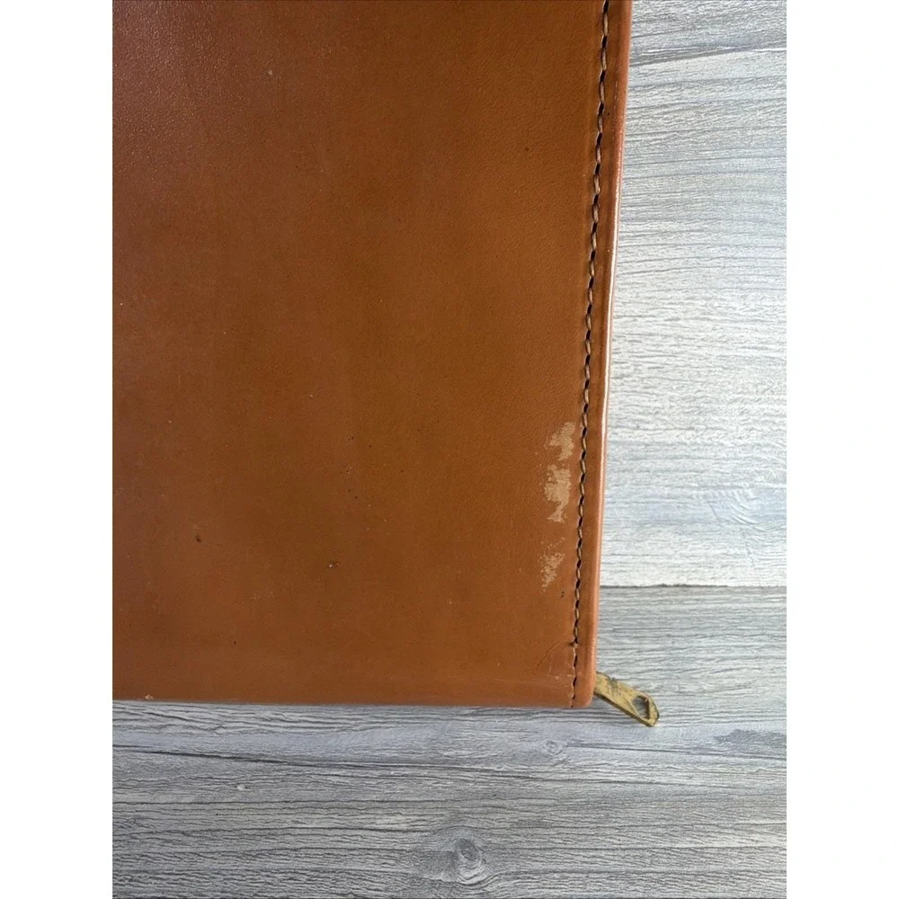 Vtg Top Grain Cowhide Portfolio Business Folder Zippered NBC National Brief Case
